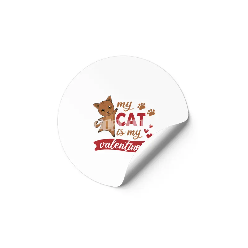 My Cat Is My Valentine Cute Cat Mom Brown Etiket