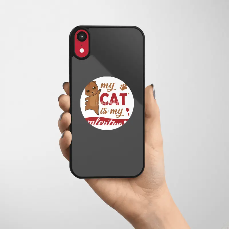 My Cat Is My Valentine Cute Cat Mom Brown Etiket