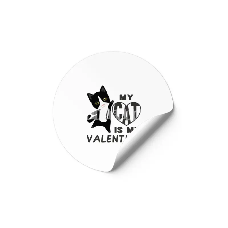 My Cat Is My Valentine Cute Cats For Women Heart Etiket