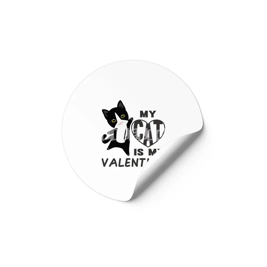My Cat Is My Valentine Cute Cats For Women Heart Etiket
