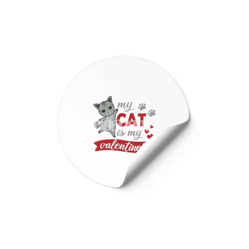 My Cat Is My Valentine Cute Cats Heart Etiket