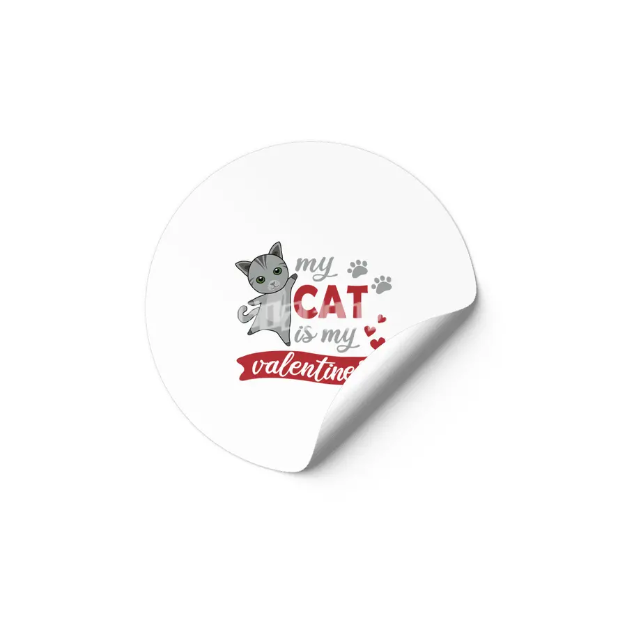 My Cat Is My Valentine Cute Cats Heart Etiket