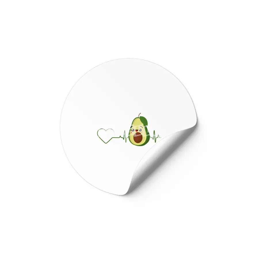Avocado Heartbeat Avocado Vegan Men Women Design Etiket
