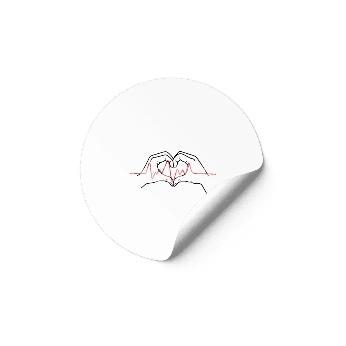 Heartbeat Design: Two Hands Forming a Heart with Fingers Etiket