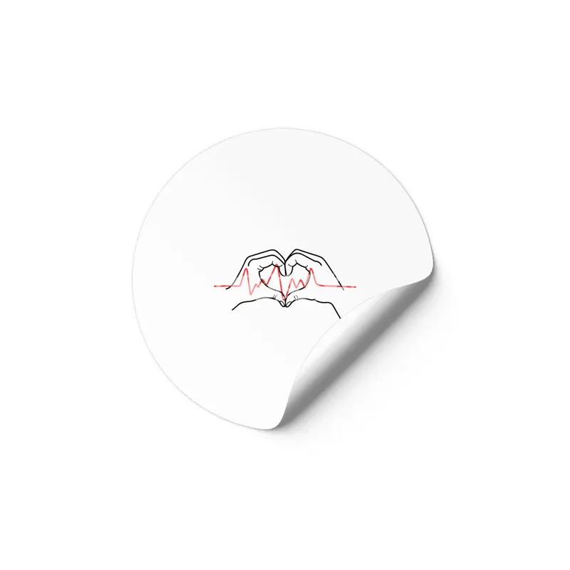 Heartbeat Design: Two Hands Forming a Heart with Fingers Etiket