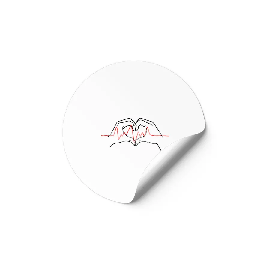 Heartbeat Design: Two Hands Forming a Heart with Fingers Etiket