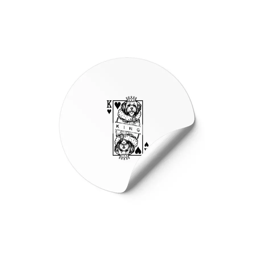 Havanese King Of Hearts Funny Dog Playing Card Pop Art Etiket