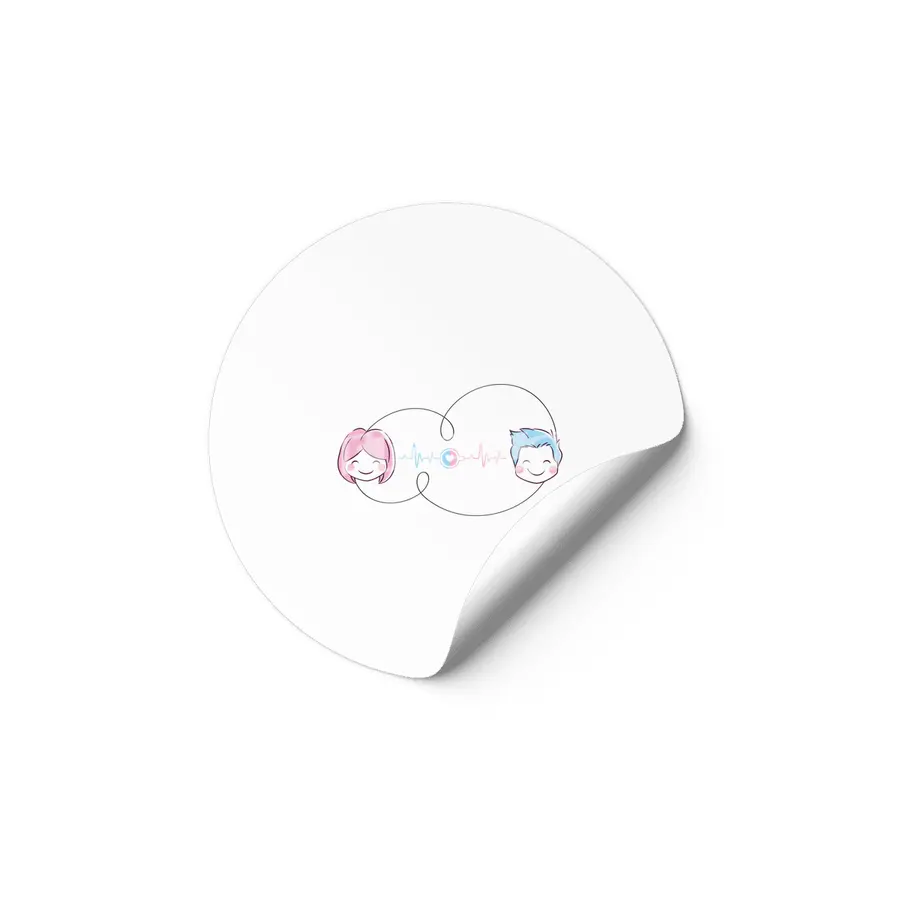 Love Couple Heart - You and Me - Cartoon Art Design Etiket