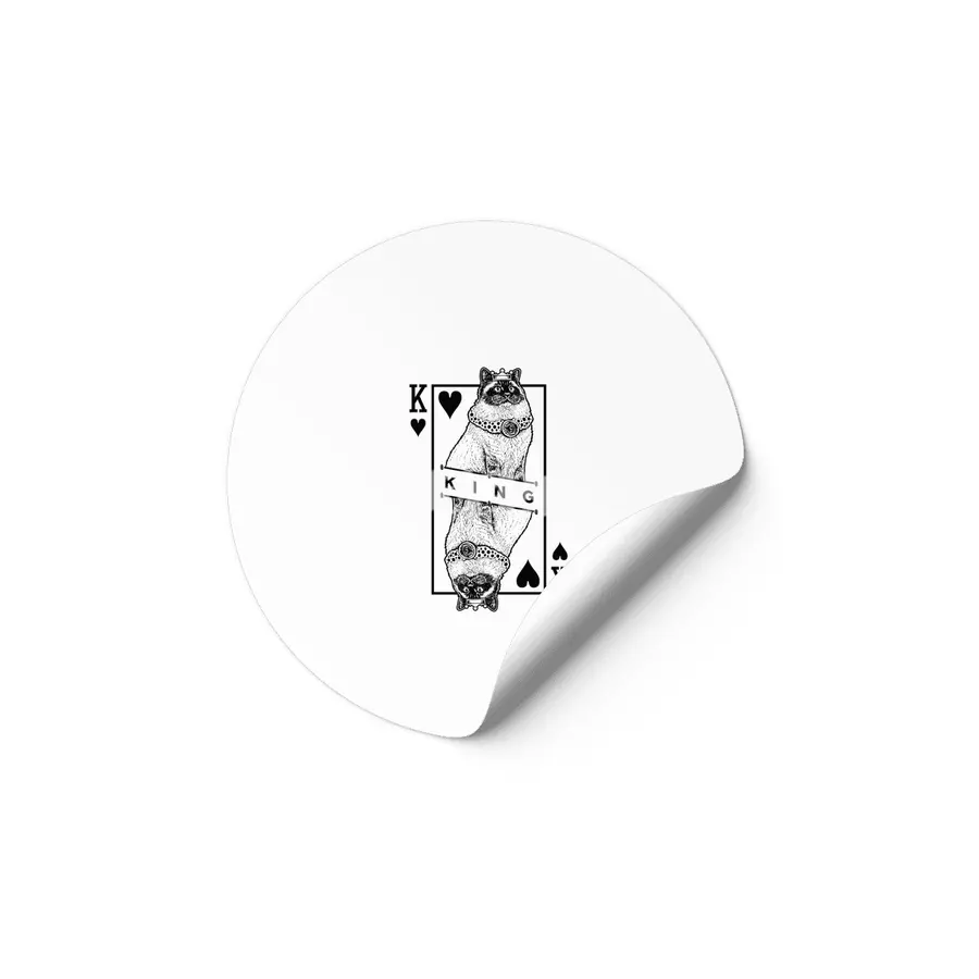 Sacred Birman Cat Lover King Of Hearts Funny Pop Art Etiket