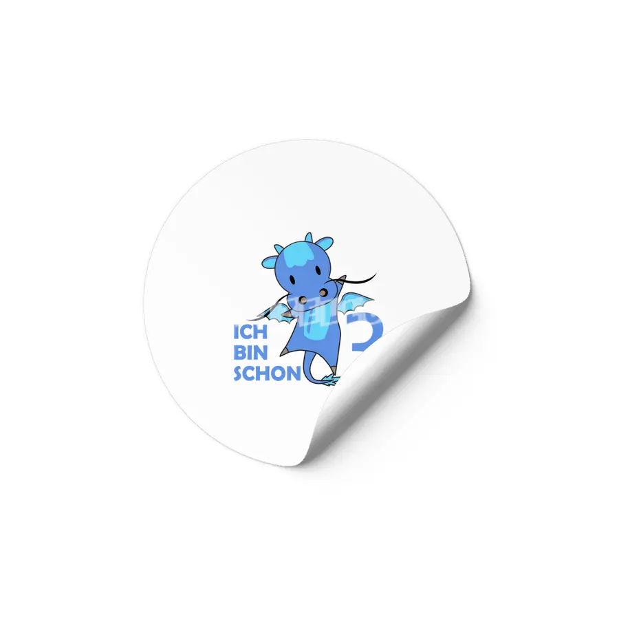 Dragon Blue Three Years Old 3rd Birthday Kids Etiket