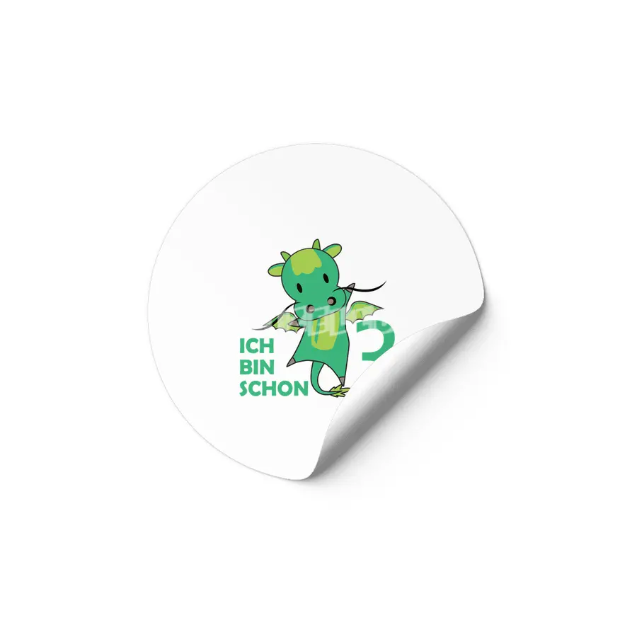 Dragon Green Three Years Old 3rd Birthday Kids Etiket
