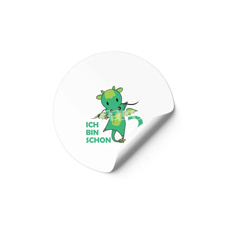 Dragon Green Two Years Old 2nd Birthday Fairy Tale Etiket