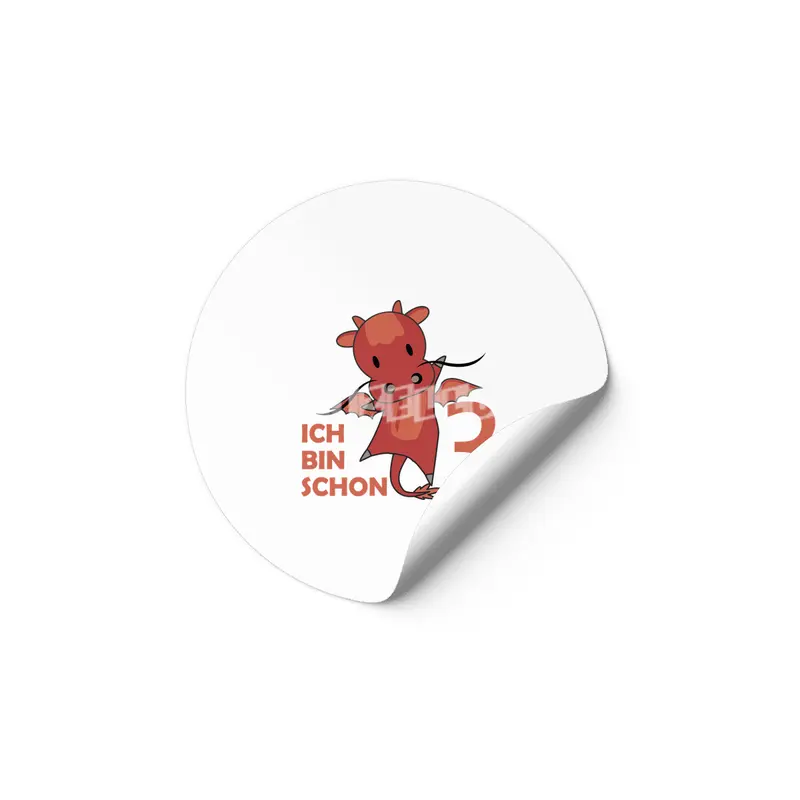 Dragon Red Three Years Old 3rd Birthday Kids Etiket