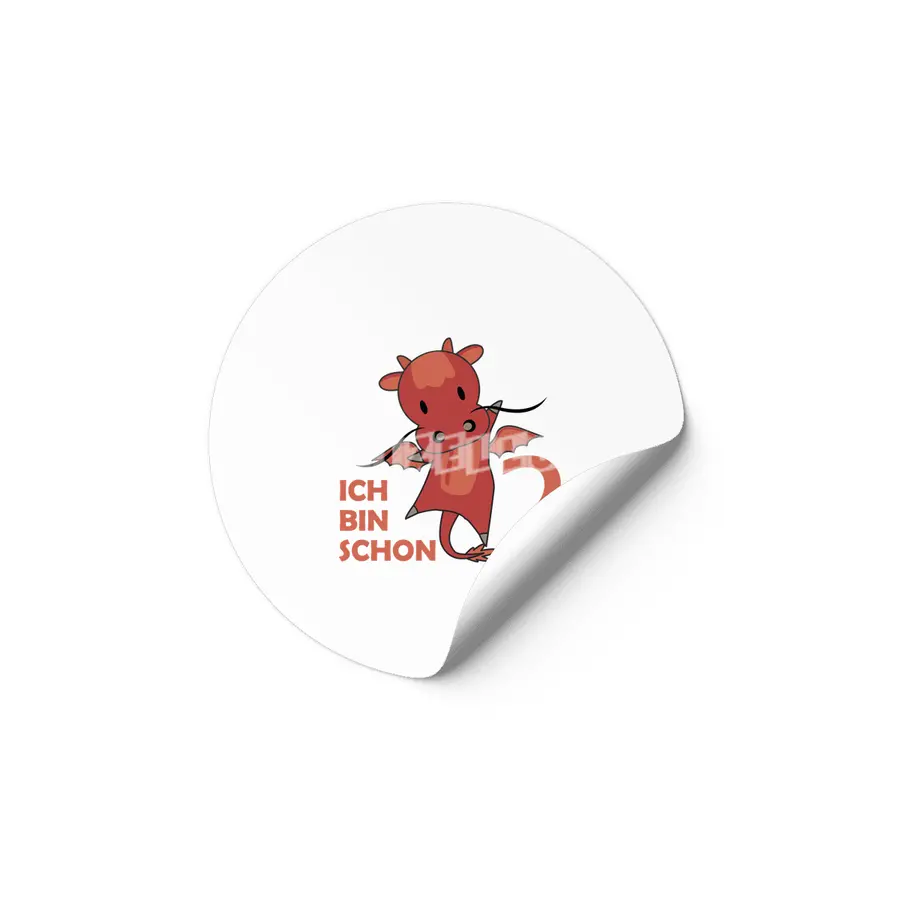 Dragon Red Two Years Old 2nd Birthday Fairy Tale Etiket
