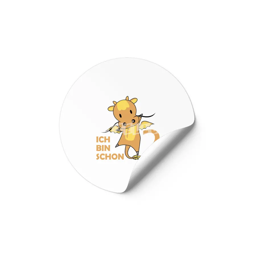 Dragon Yellow Two Years Old 2nd Birthday Fairy Etiket