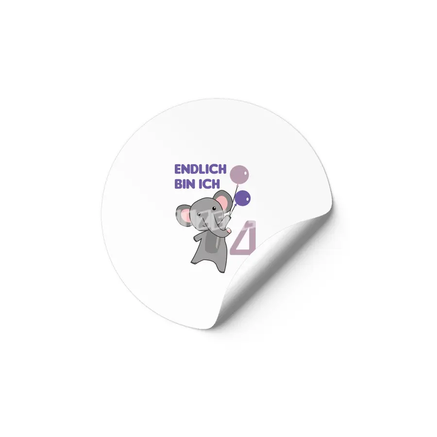 Elephant 4th Birthday For Kids 4 Years Old Purple Etiket