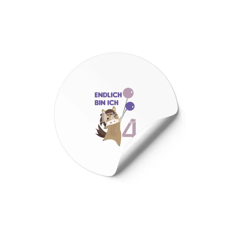 Horse 4th Birthday For Kids 4 Years Old Purple Etiket