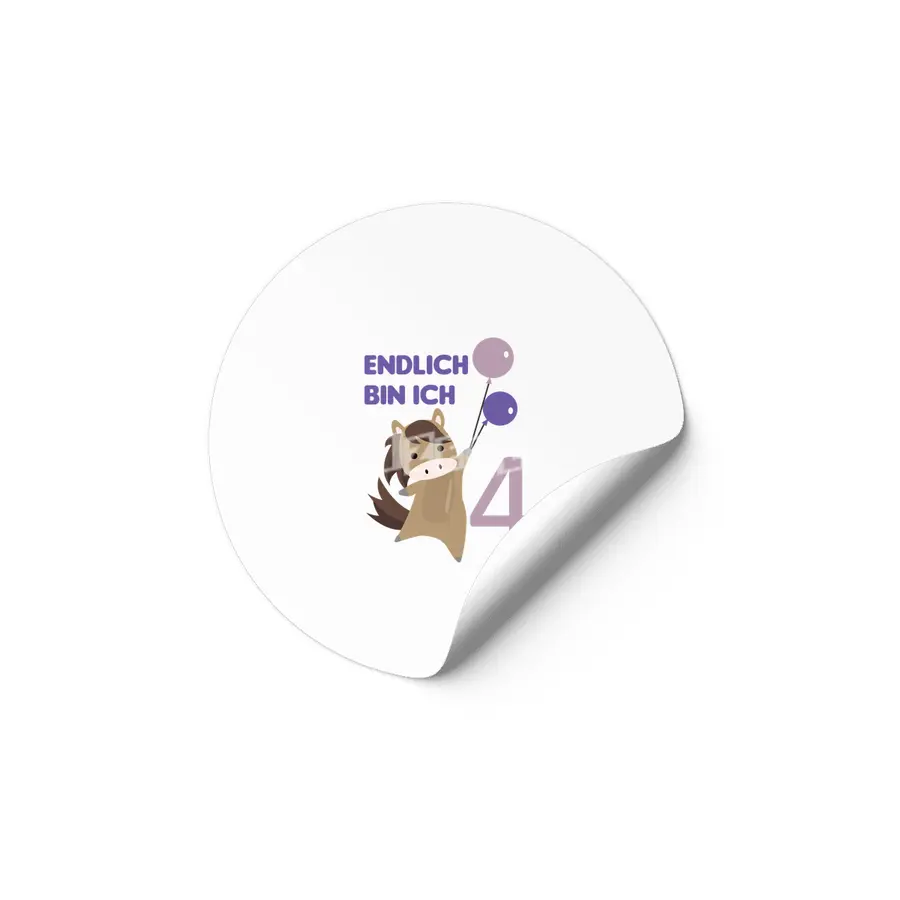 Horse 4th Birthday For Kids 4 Years Old Purple Etiket