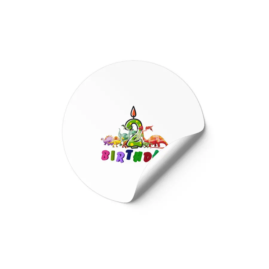 2nd Birthday Dinosaur two years old Dino Gift Boy Etiket