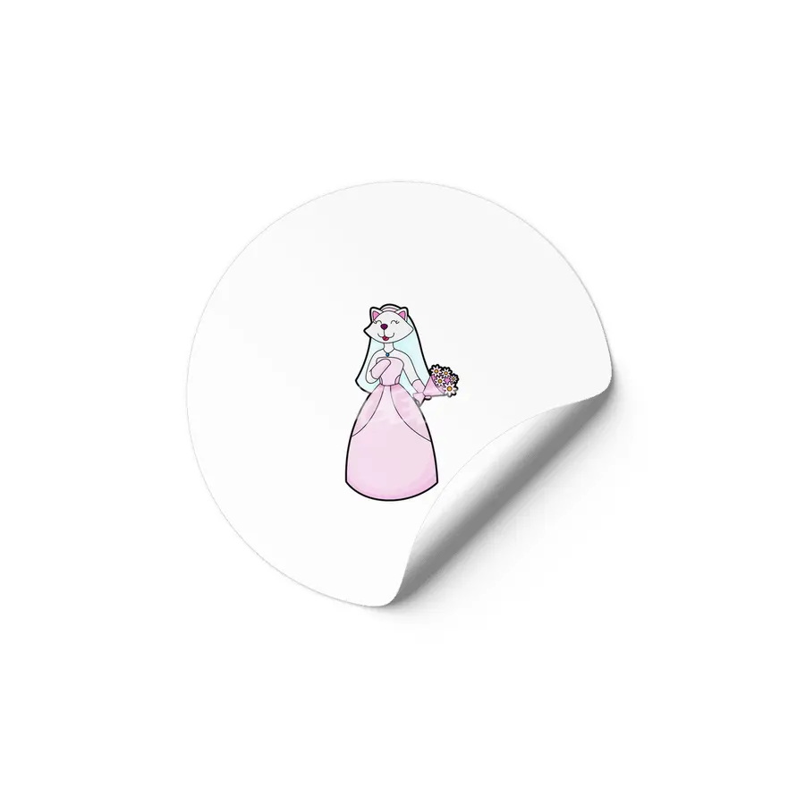 Cat as Bride with Bunch of Flowers Etiket
