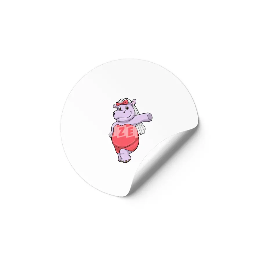 Hippo as Bride with Veil & Bow Etiket
