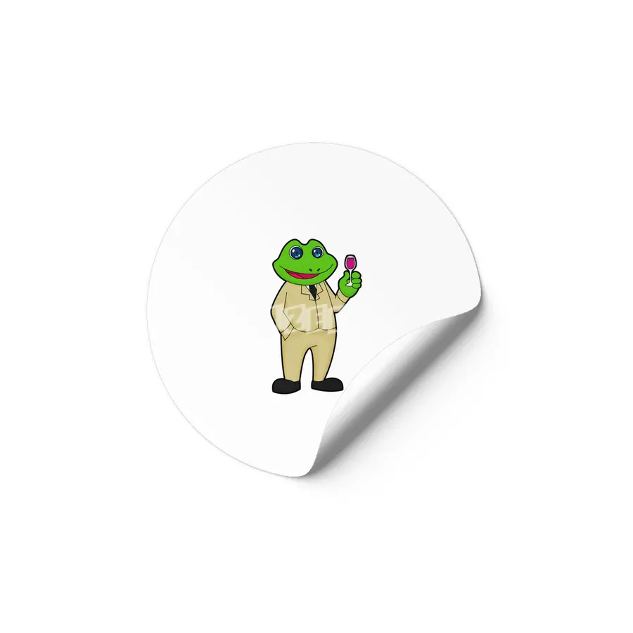 Frog as Groom with Glass of Red wine Etiket