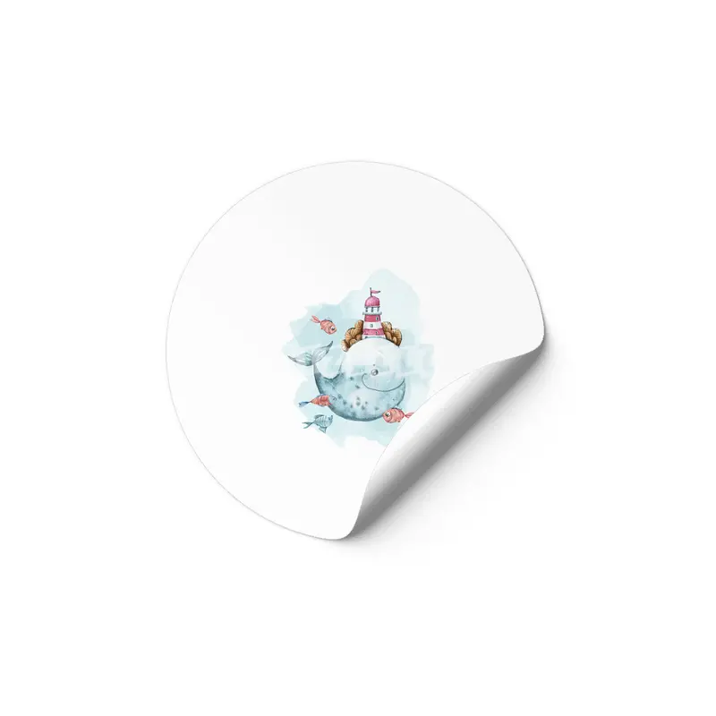 A cute whale watercolor illustration Etiket