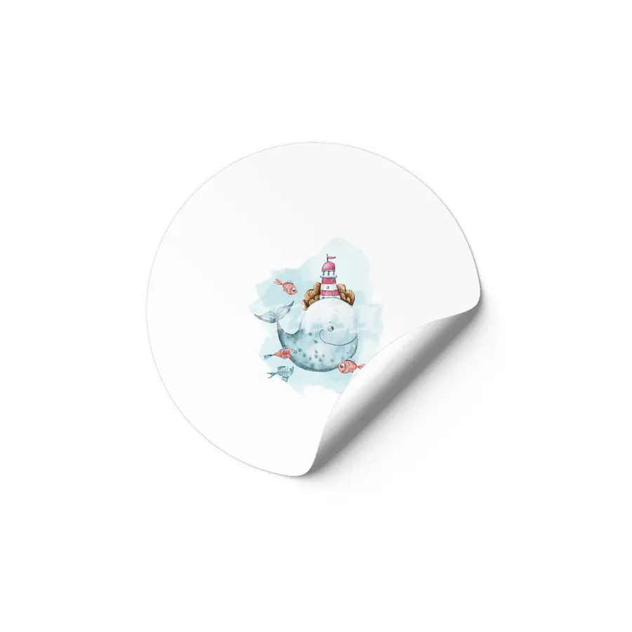 A cute whale watercolor illustration Etiket