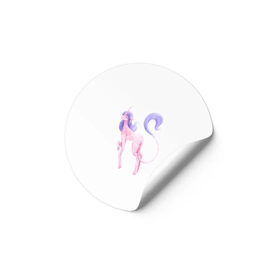 Pink Watercolor Unicorn Etiket