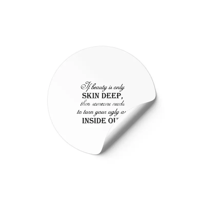 Beauty Skin Deep - Black Lettering Etiket