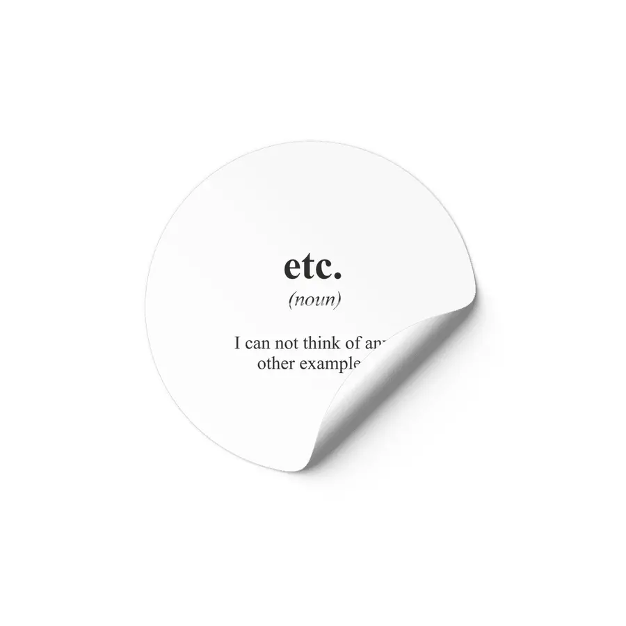 Etc. Alternative Dictionary Definitions Parody Etiket