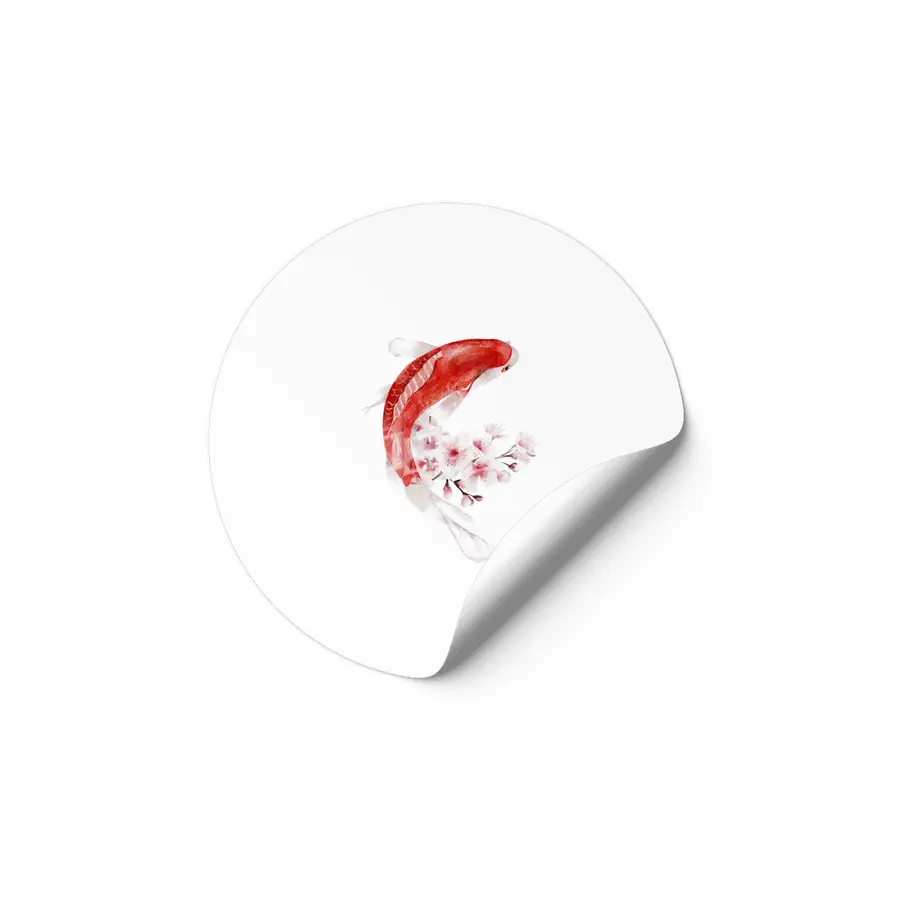 Koi Fish and Cherry Blossoms Etiket