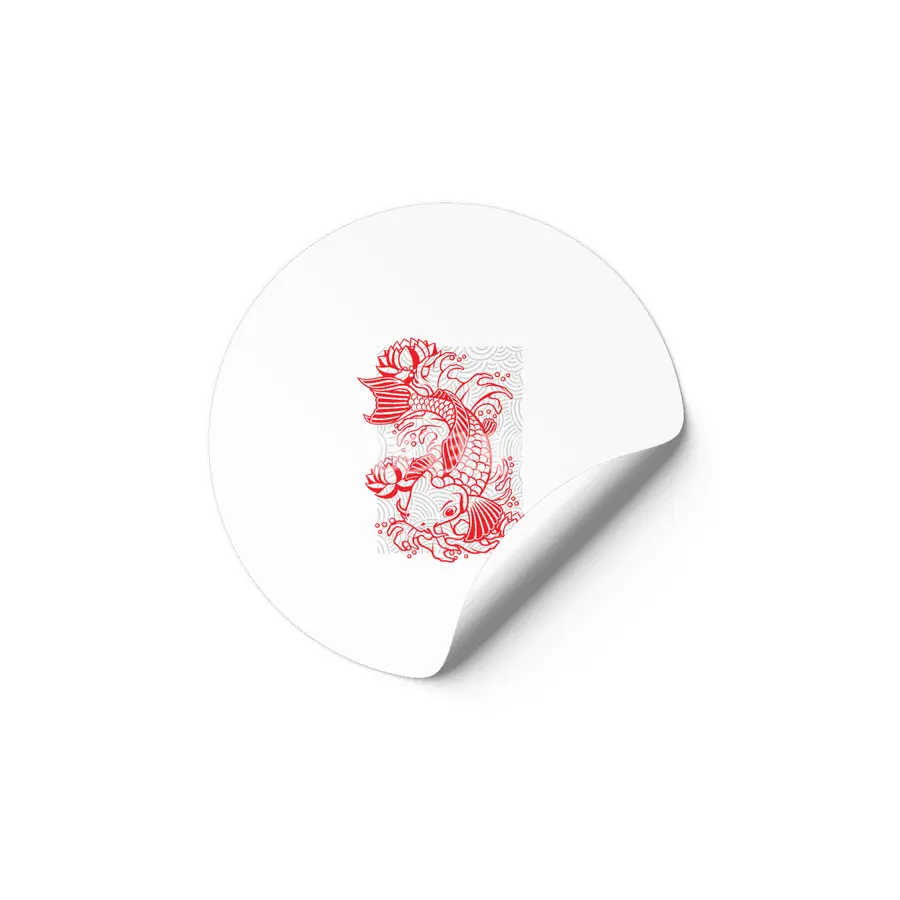 koi fish and lotus Etiket