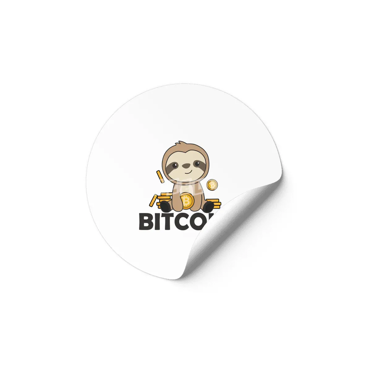 Bitcoin Faultier Coins Hold Digital Currency Etiket