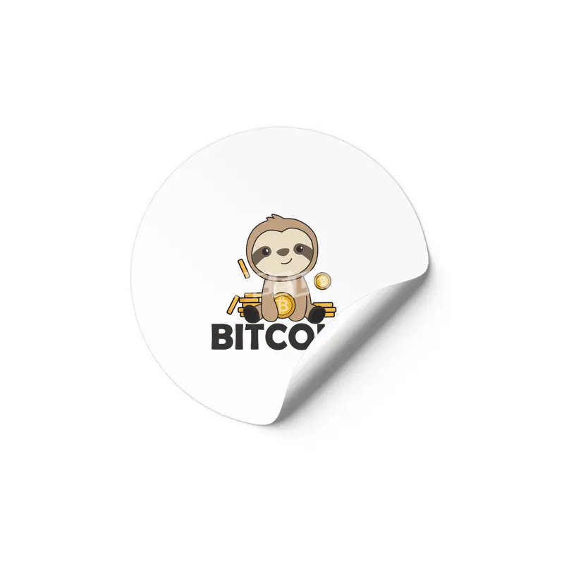 Bitcoin Faultier Coins Hold Digital Currency Etiket