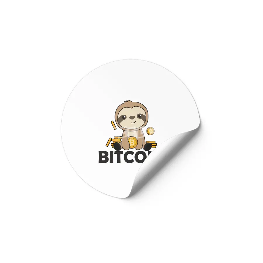 Bitcoin Faultier Coins Hold Digital Currency Etiket