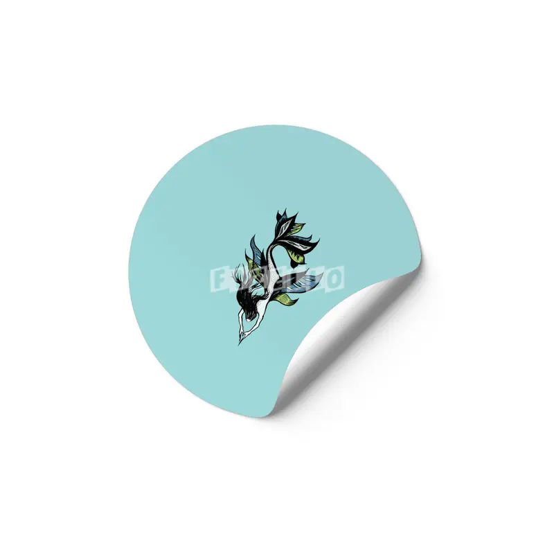 Beautiful Mermaid Drawn Tattoo Style In Blue Green Etiket