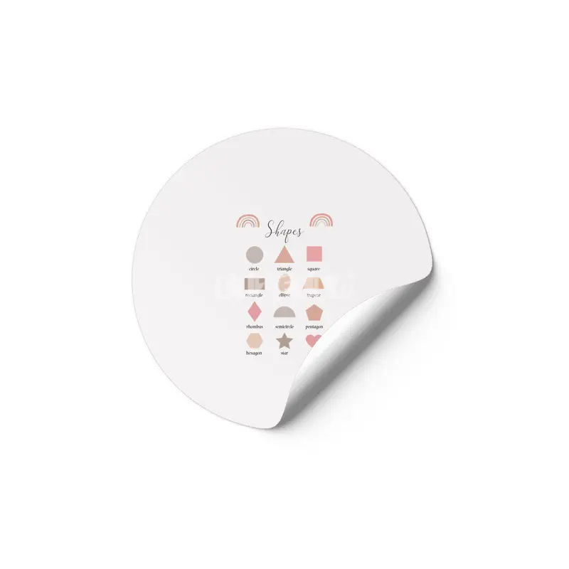 Shapes beautiful print for little kids - educational print - from circle to heart Etiket