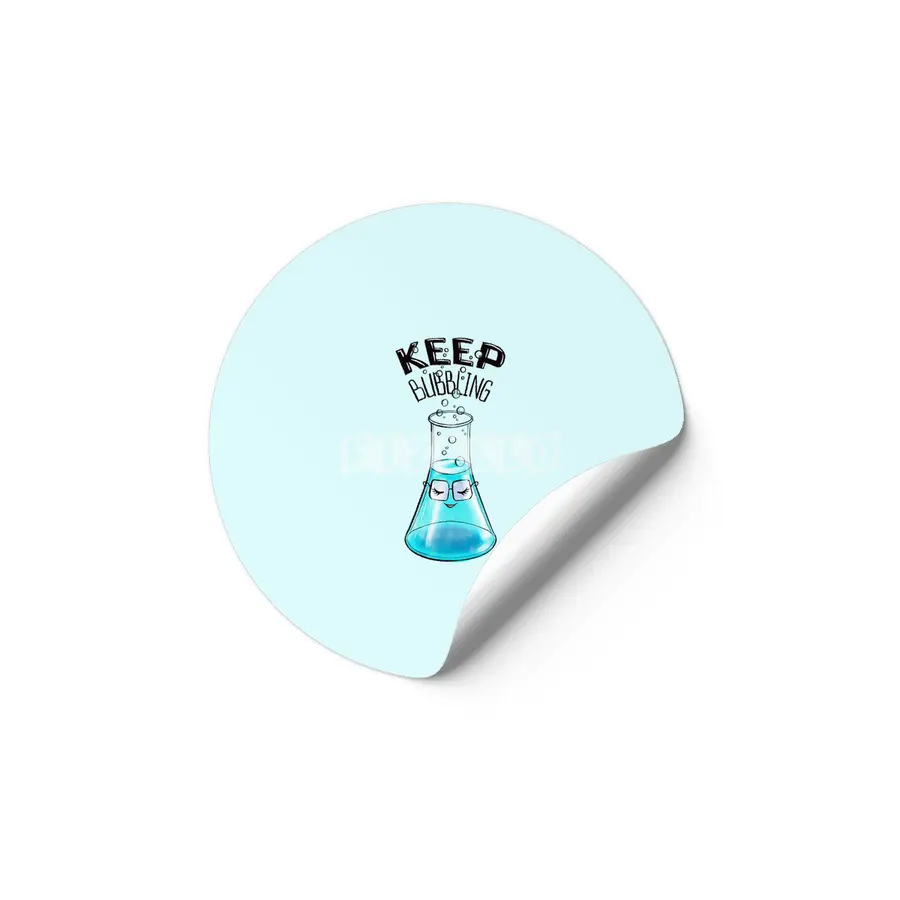 Cute Flask Character Nerdy Chemistry Lab Art Etiket