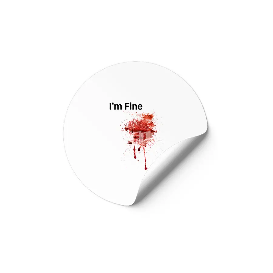 I'm Fine Movie Bloody Zombie Sarcastic Very Funny Tee Etiket