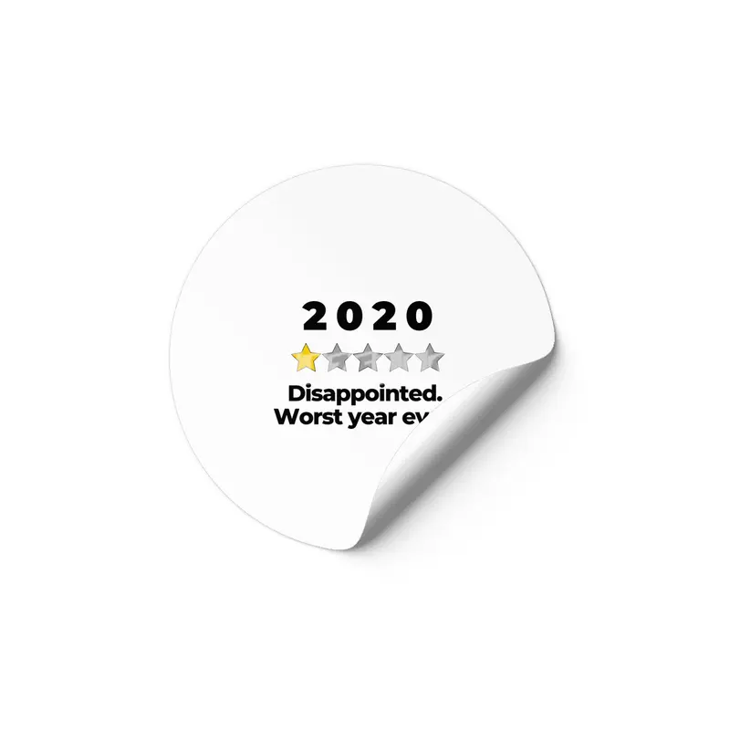 2020 Bad Year Review One Star Rating Cute Funny Joke October September Sarcastic Class Motivational Etiket