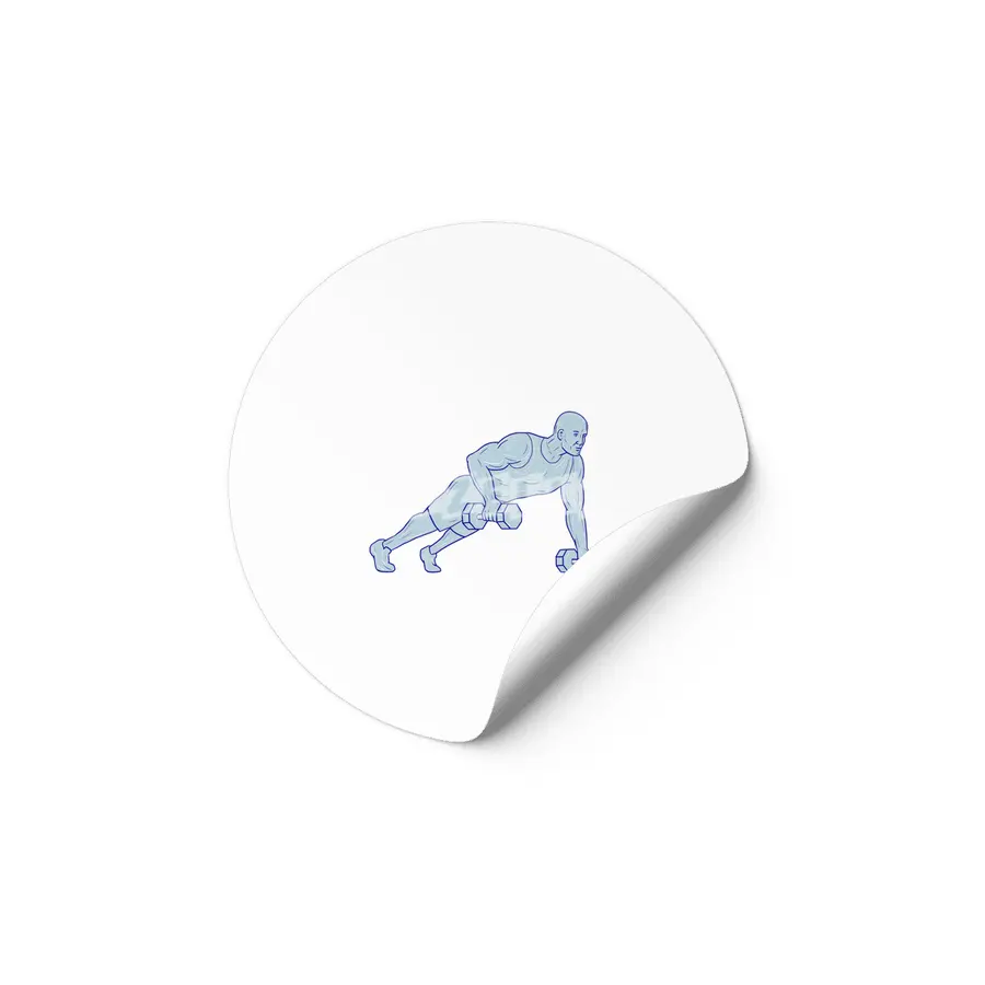 Fitness Athlete Push Up One Hand Dumbbell Drawing Etiket