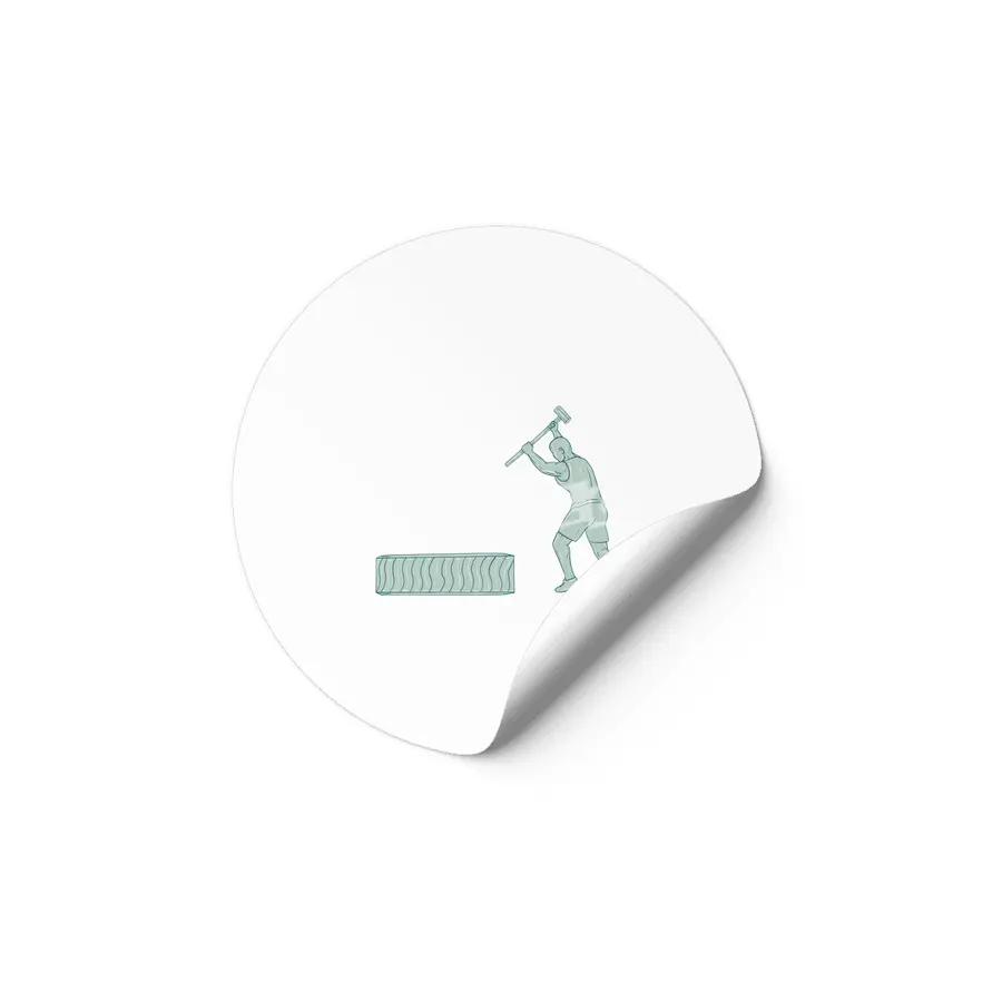 Fitness Athlete Sledge Hammer Striking Tire Drawing Etiket