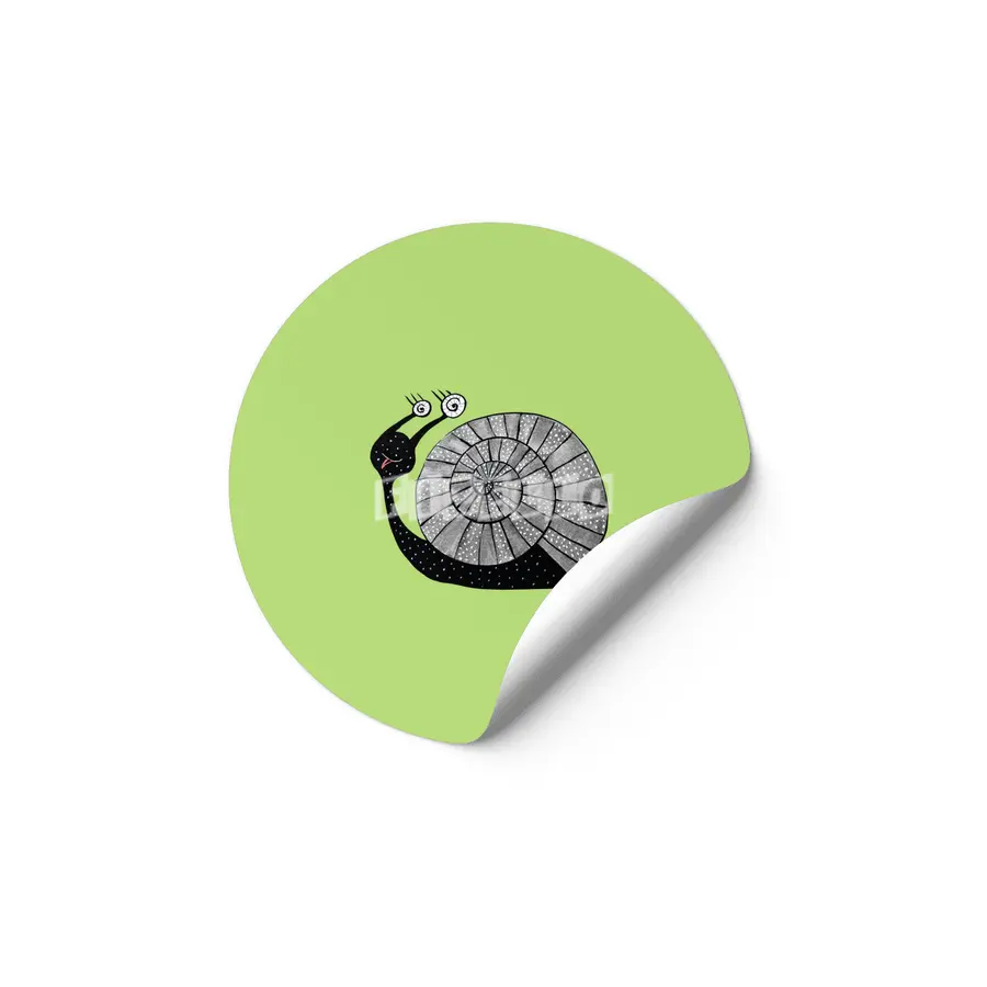 Cute Cartoon Snail Etiket