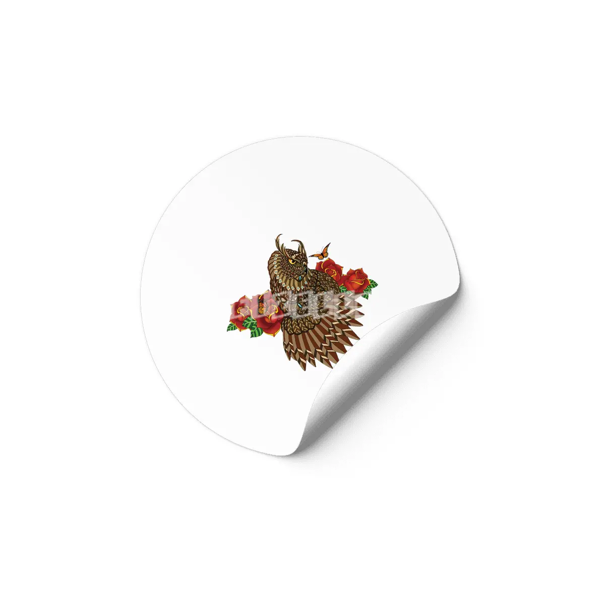 Summer Roses Owl Etiket
