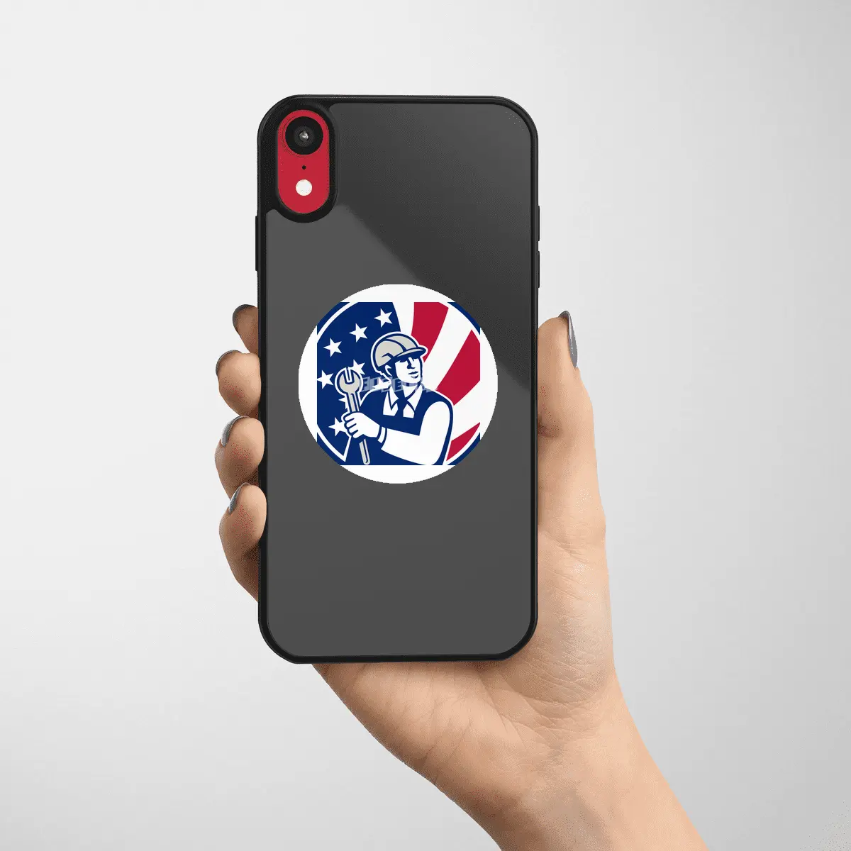 American Engineer USA Flag Icon Etiket