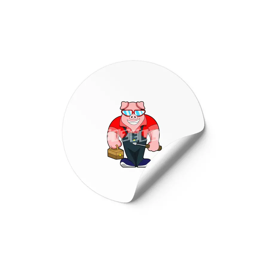 Pig as Mechatronics engineer with Tool box Etiket