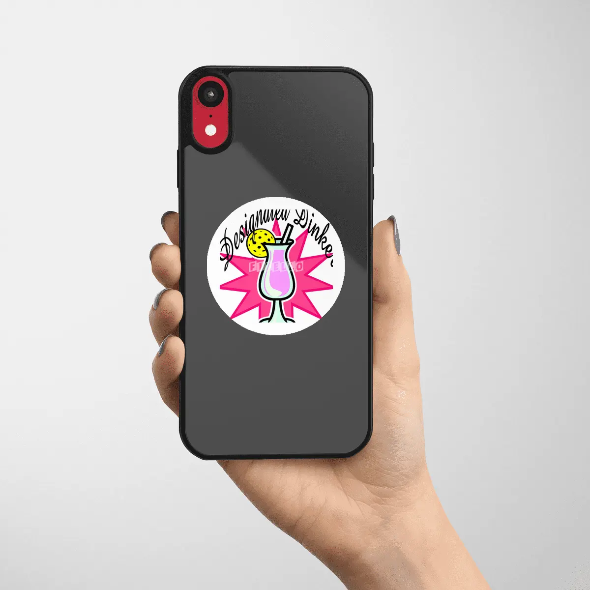 Designated Dinker - Pink Cocktail with Pickleball Pineapple Etiket