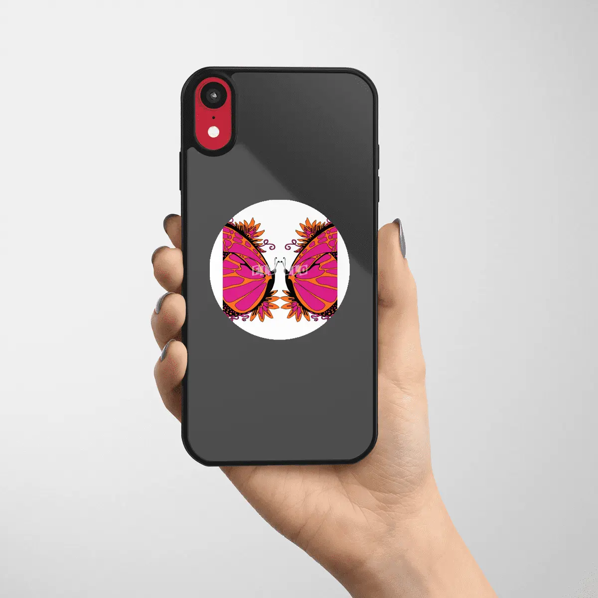 Pink and Orange Polka Dot Butterfly Etiket
