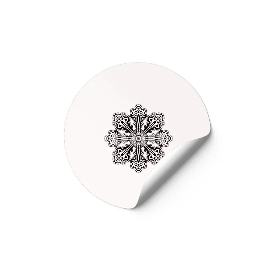 Decorative Snowflake Abstract Winter Ink Art Etiket